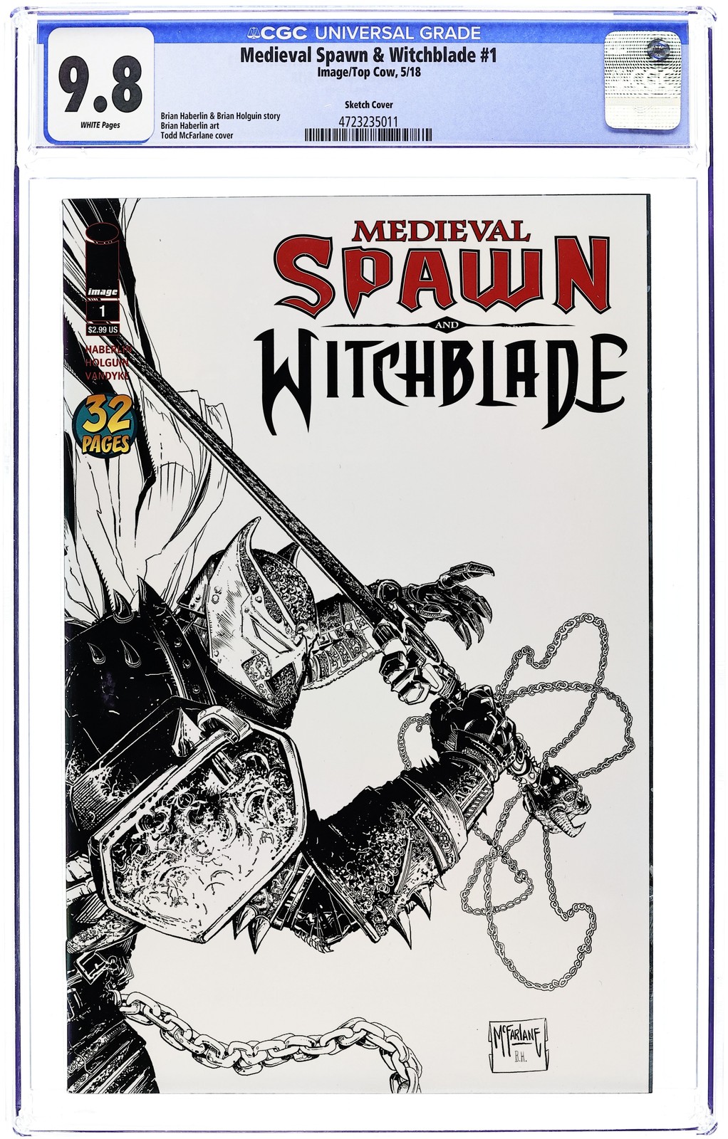 Medieval Spawn and Witchblade 1C McFarlane variante B&W CGC 9.8 2018 4723235011