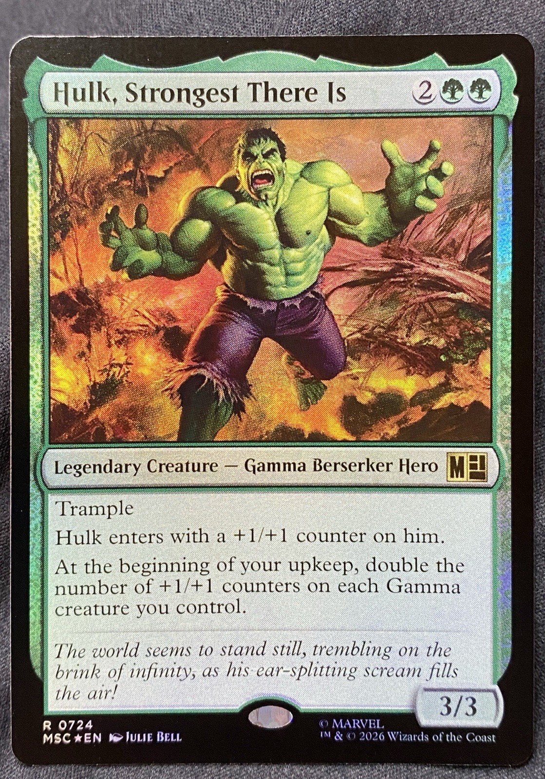 MTG Marvel Super Heroes - 724 Hulk, Strongest There Is - FOIL Rare Commander NM