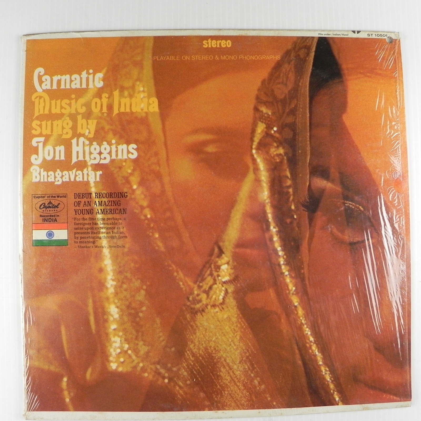 Jon Higgins Bhagavatar Carnatic Music Of India Capital Stereo Vinyl LP ST 10501