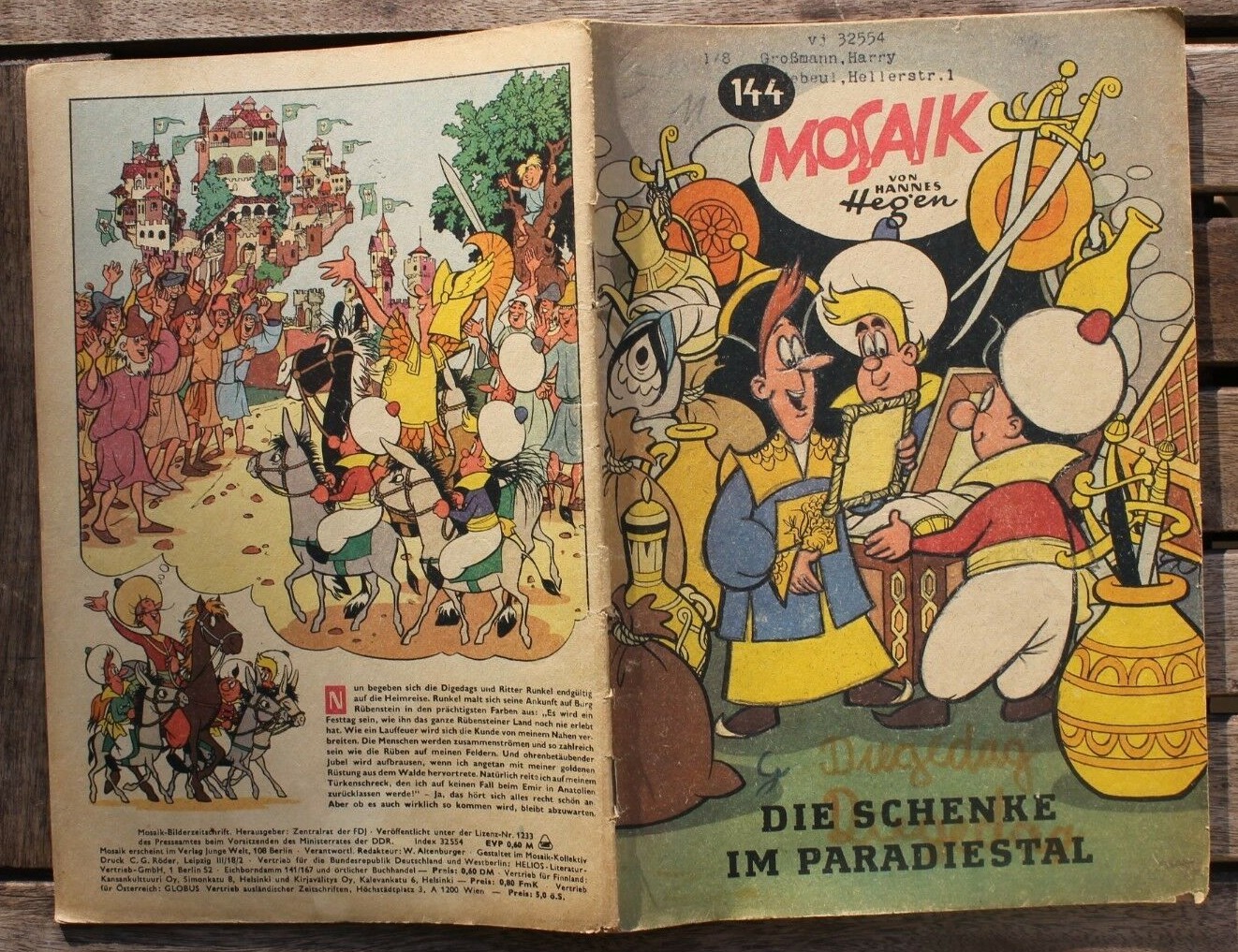 Originale MOSAIK Hannes Hegen Nr. 144 La Schenke Nel Paradiestal 11 / 1968 Z 2-3