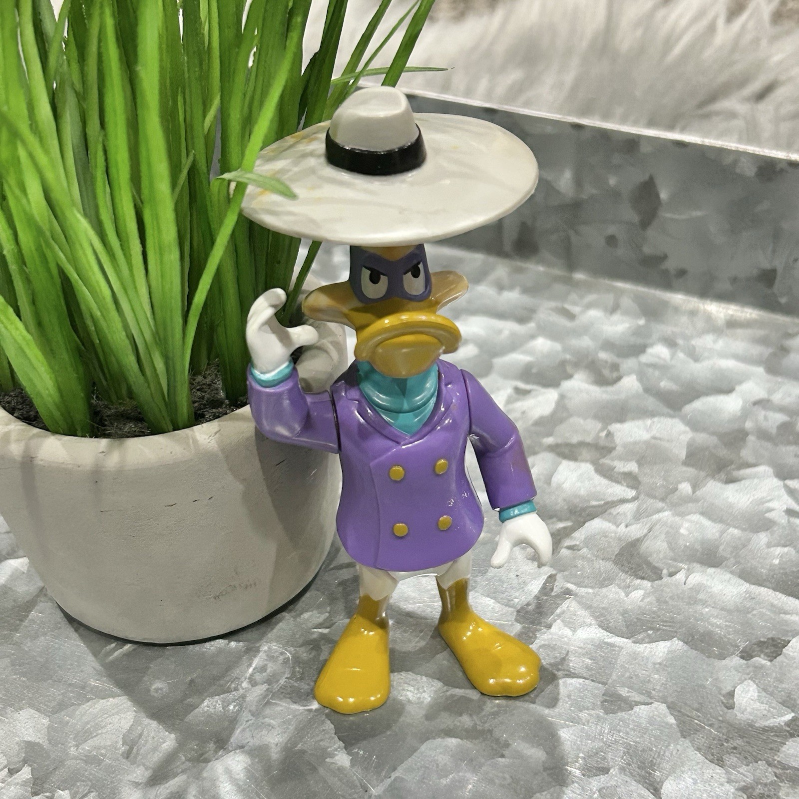 Vintage DARKWING DUCK 1991 Playmate Figure With Spinning Hat