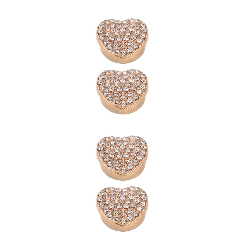 4 Manschettenknopf-Überzüge: Strass-Herzmanschettenknöpfe, glitzernde