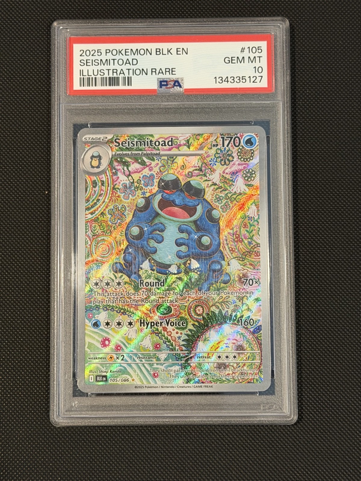 2025 POKEMON BLK EN-BLACK BOLT #105 ILLUSTRAZIONE SISMITOAD RARA PSA 10 GEM MINT