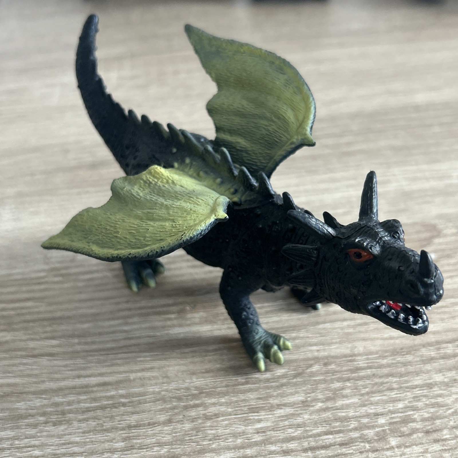 Vintage Black Winged Dragon Monster Dinoaur Toy Figure Unbranded Made China TT7