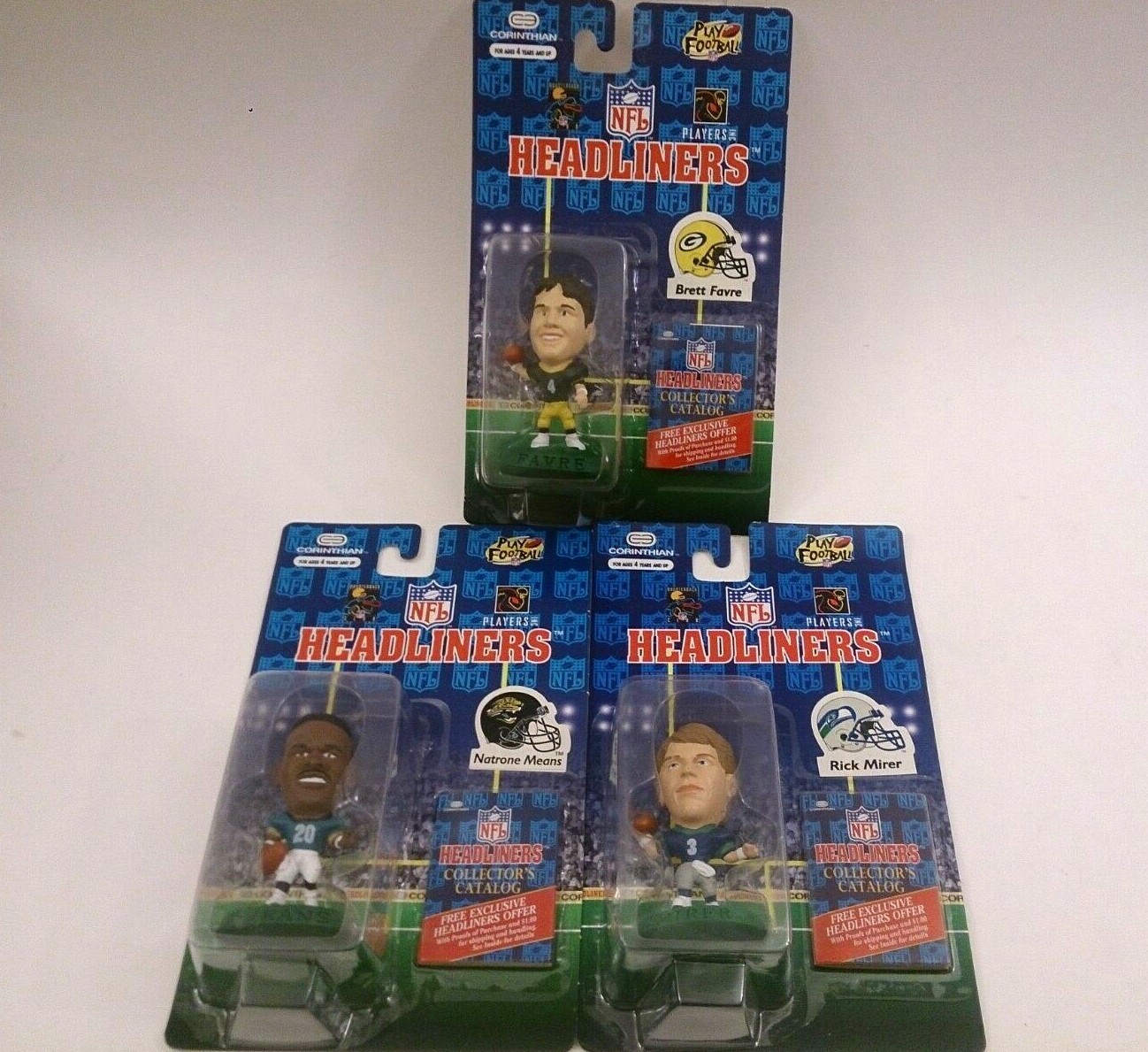 LOTTO (3) Headliners NFL Football Board Favre, Rick Mirer & Natrone Means