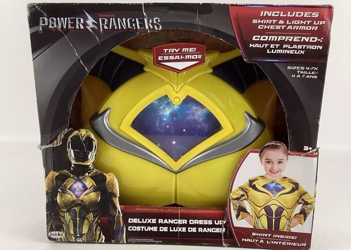 Camicia Power Rangers Deluxe Ranger Dress Up & Light Up petto armatura giallo taglia 4-7X