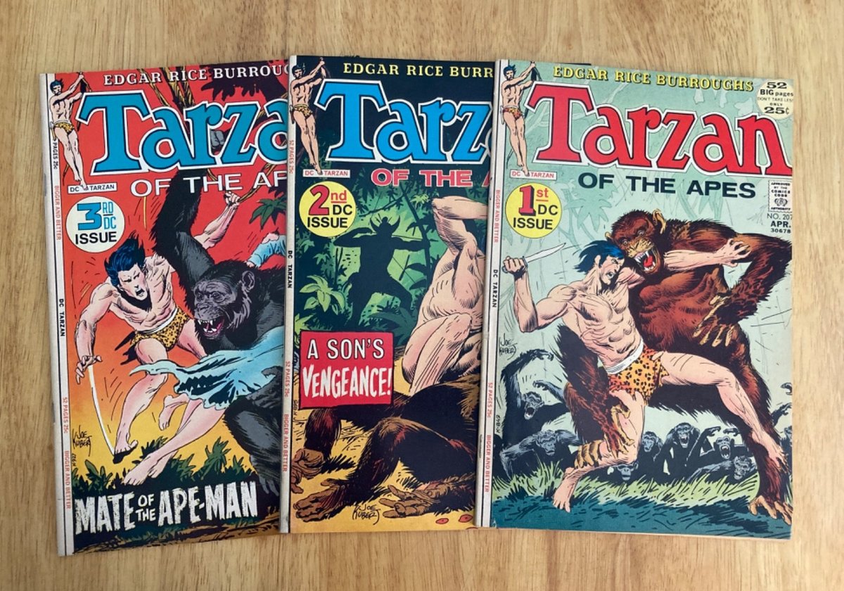Run of *3* 1972 DC TARZAN: #207, 208, 209 (#1, 2, 3) *Kubert! Bellezze VF/NM!*
