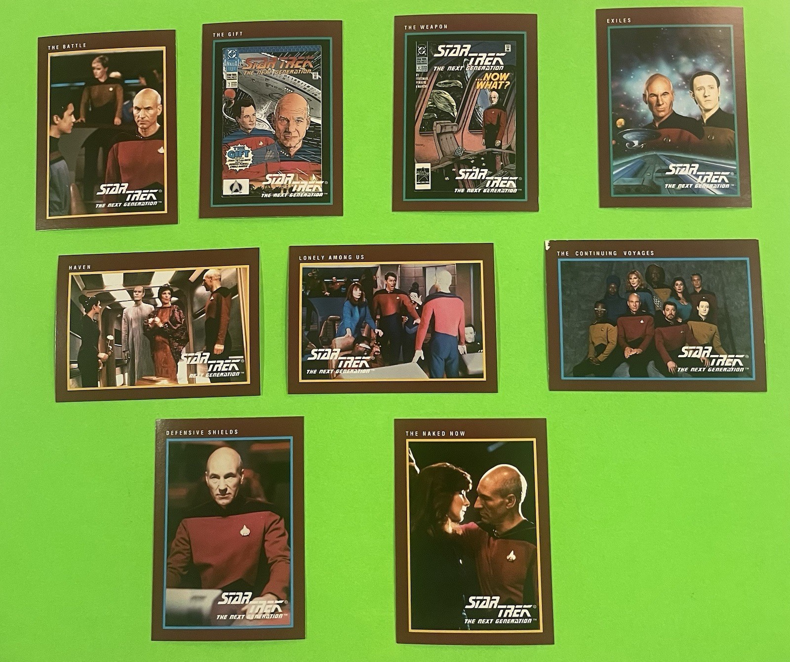 Lotto di 9 carte collezionabili Captain Picard, PatrickStewart, Star Trek TNG 1991