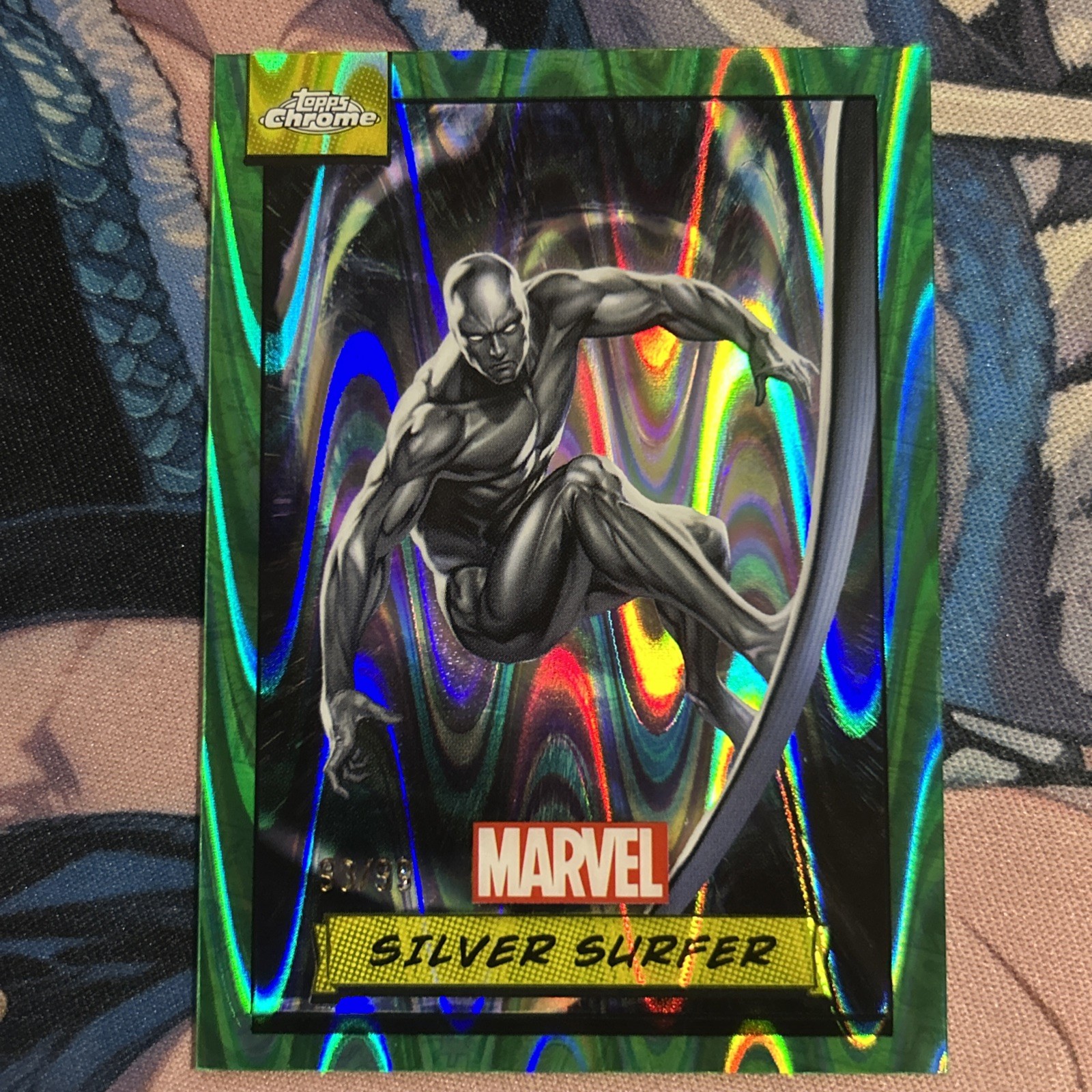 2024 Topps Chrome Marvel Rare Green Gamma Ray Wave Refractor Silver Surfer /99