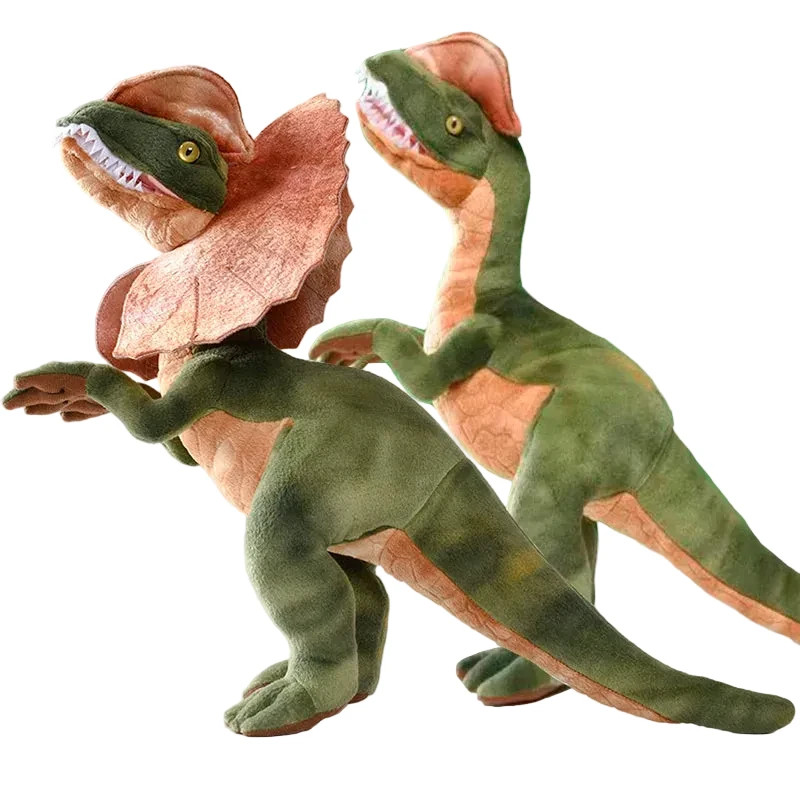 Peluche Dilophosaurus realistico 50 cm verde doppia cresta dinosauro peluche