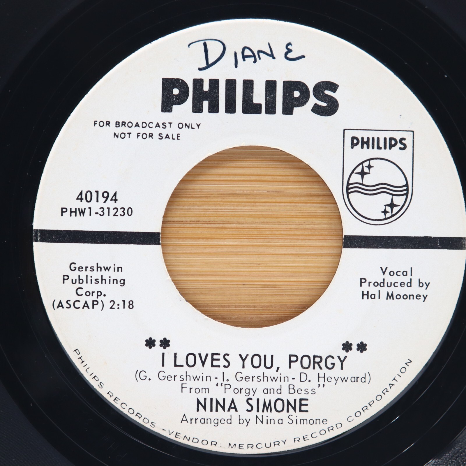 NINA SIMONE - I LOVES YOU, PORGY / OLD JIM CROW - JAZZ 45 PROMO PHILIPS