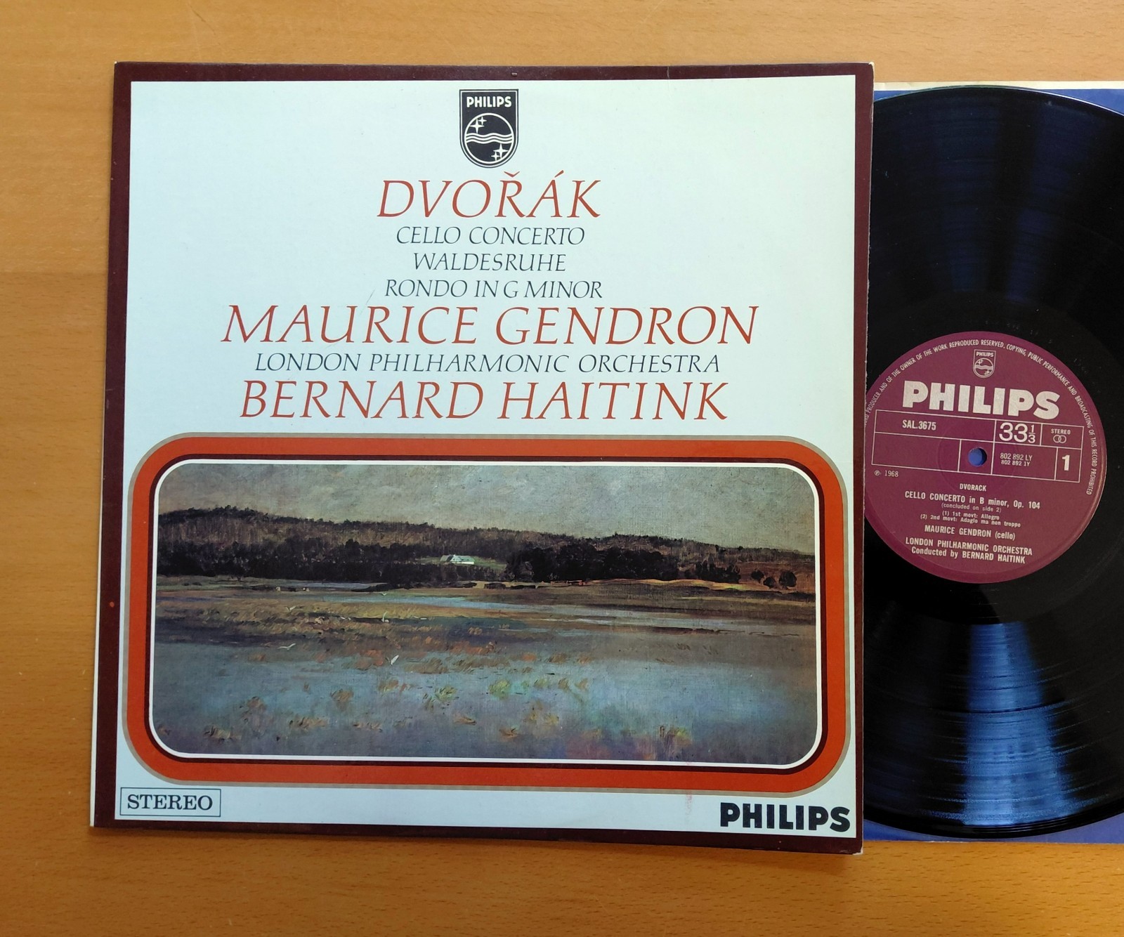 SAL 3675 Dvorak Cello Concerto Gendron Haitink NM Philips Plum Stereo Vinyl LP