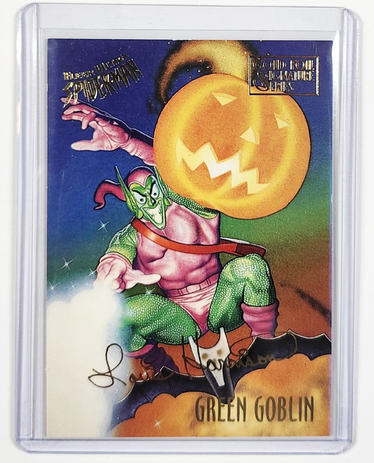 1995 Fleer Ultra Spider-Man Green Goblin Gold Foil Signature Louis Harrison SP