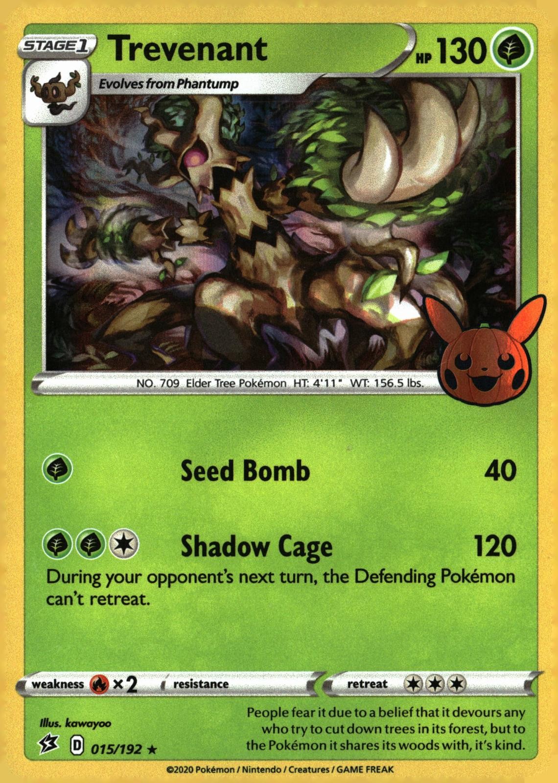 Trevenant 015/192 Promo Trucco o Scambio BOOster Pokemon Holo Near Mint