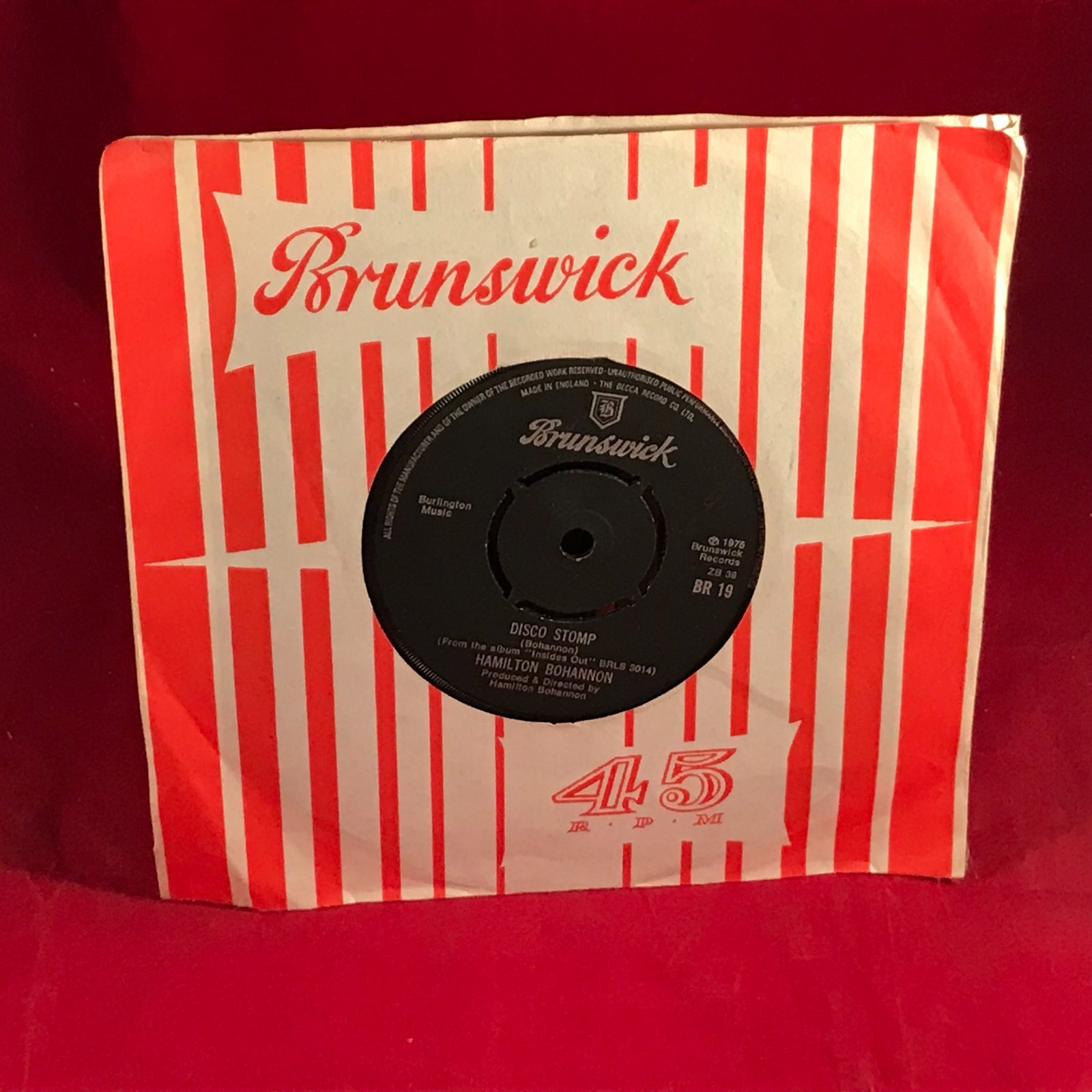 HAMILTON BOHANNON Disco Stomp 1975 UK 7" vinyl single 45 record disco funk