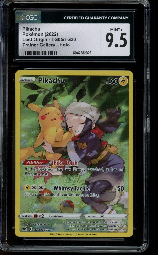 CGC 9.5 MINT+ Pokemon Pikachu Lost Origin Trainer Gallery Holo TG05/TG30