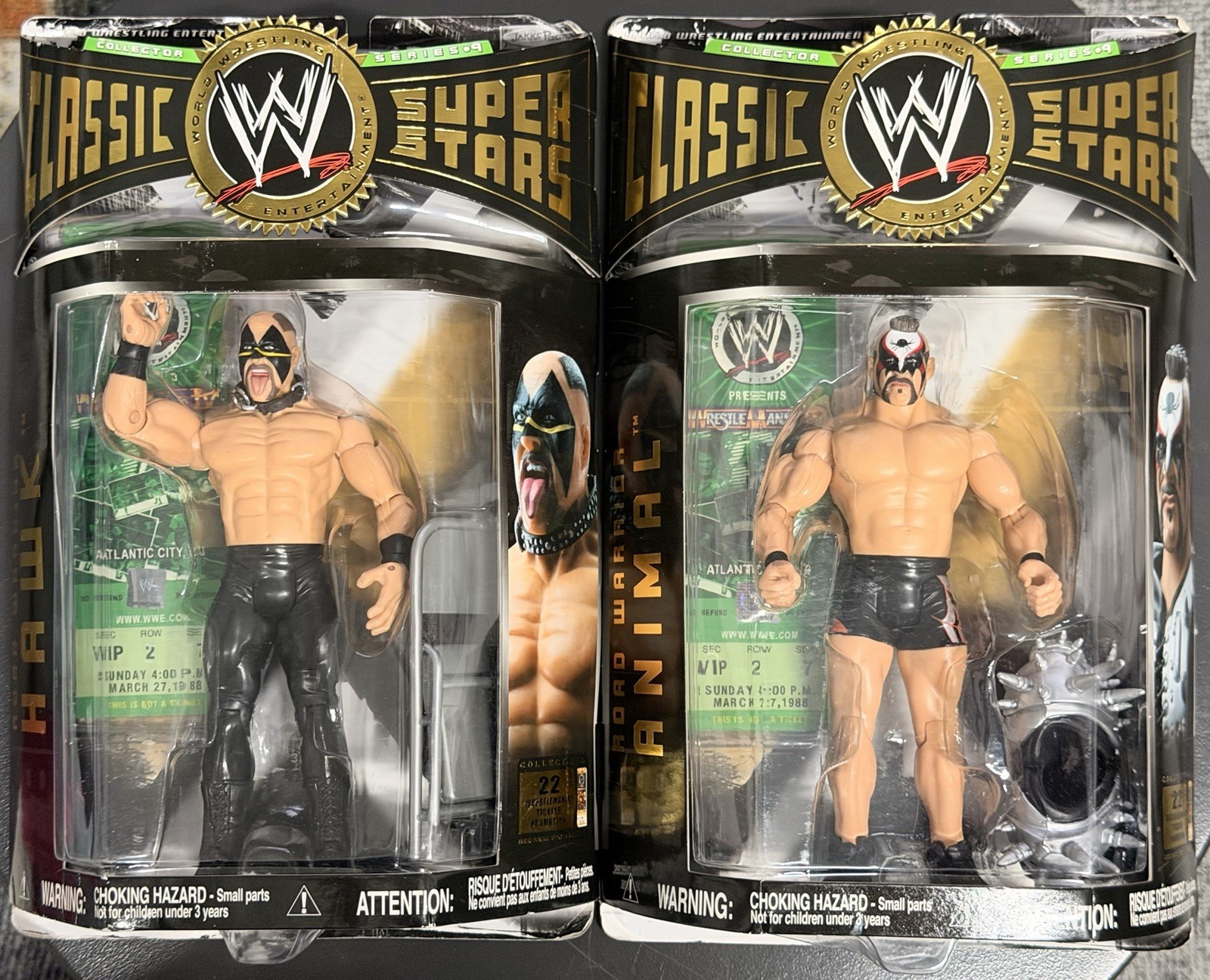WWE JAKKS Pacific Classic Superstars Road Warrior Hawk & Animal Action Figures