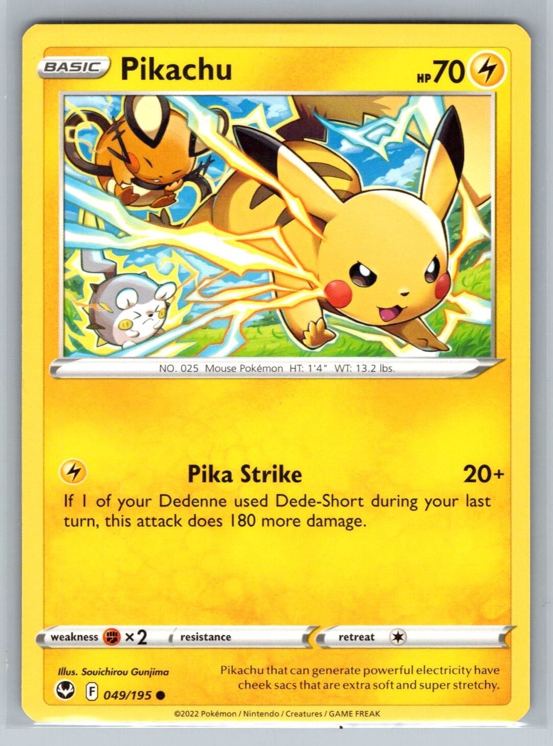 Pokemon TCG Tempesta d'argento 2022 049/195 PIkachu quasi nuovo-MT
