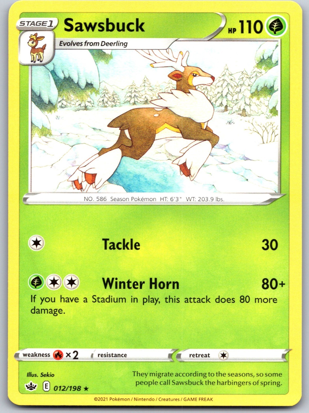 Sawsbuck 012/198 NM Non Holo SWSH06: Regno Ghiacciante Pokemon Sekio 2021