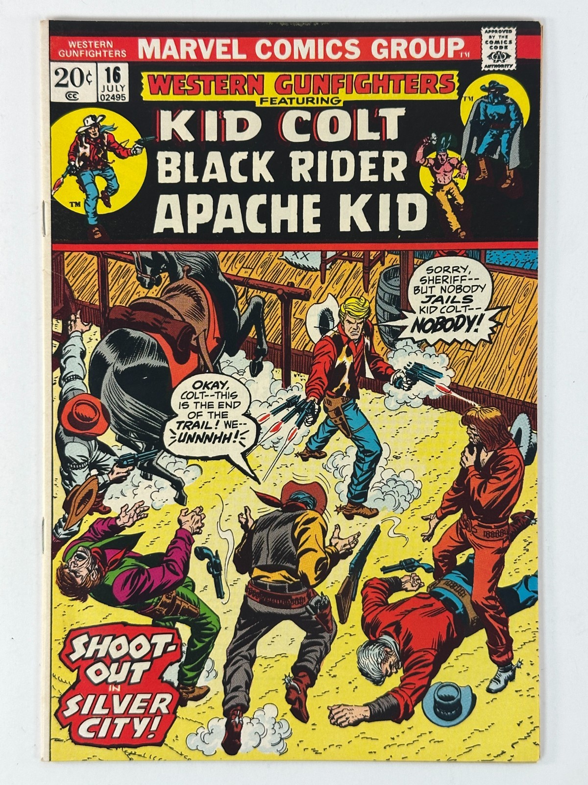Western Gunfighters #16 Marvel Kid Colt Black Rider Apache Kid 1973 fumetto