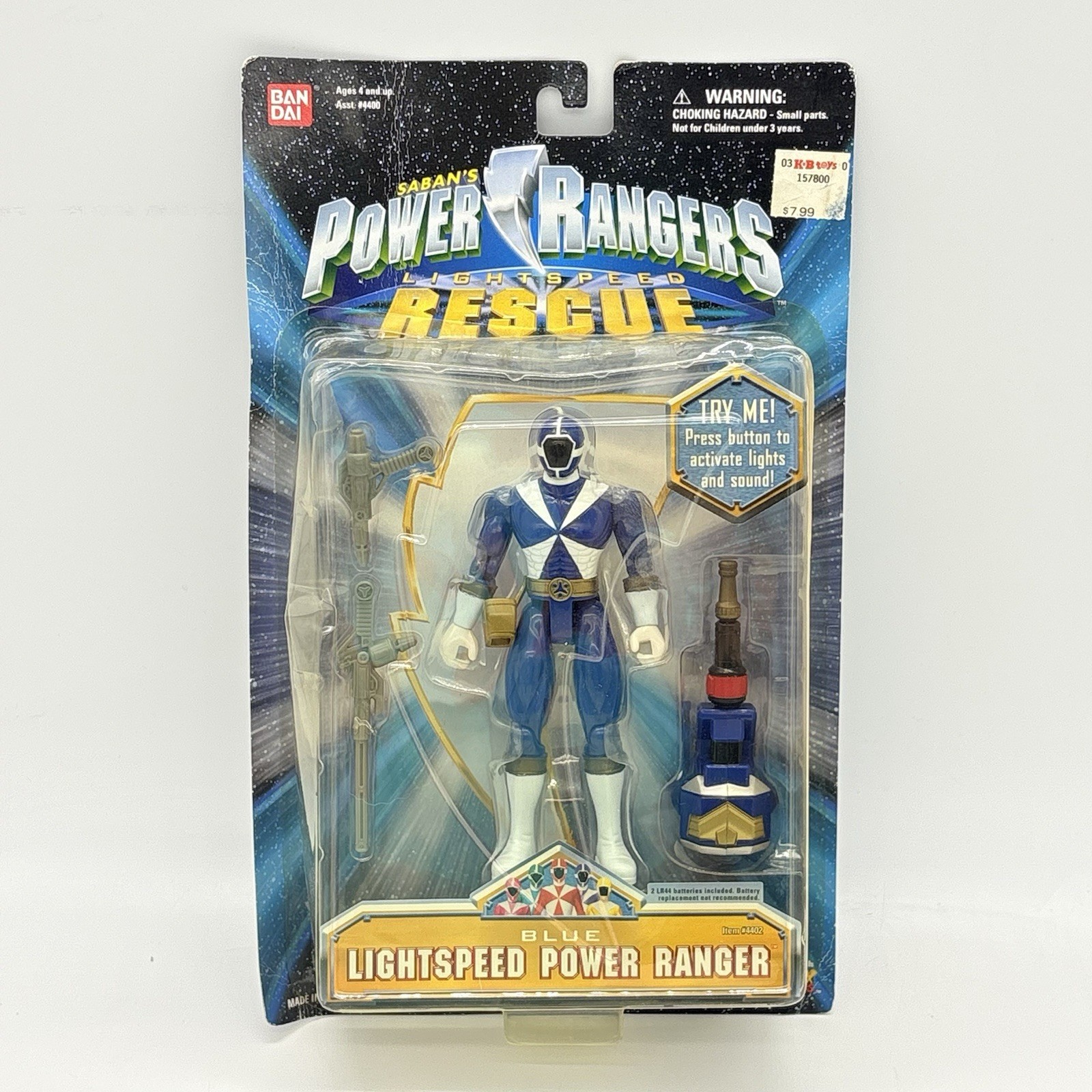 Power Rangers Lightspeed Rescue Blue Ranger 5" Action Figure New 1999 Bandai