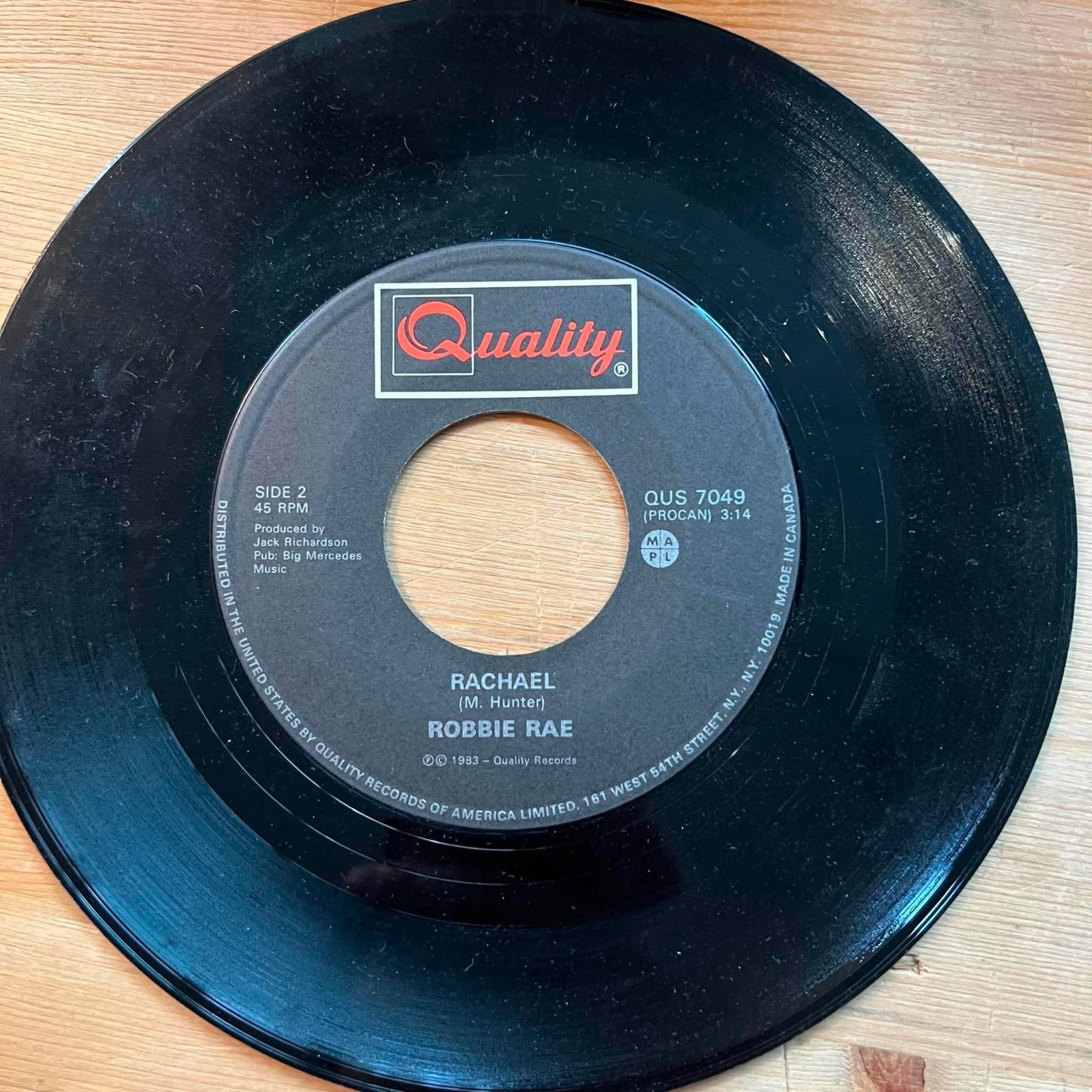 Robbie Rae - Rachael/Finger on It 45rpm VG+ R11