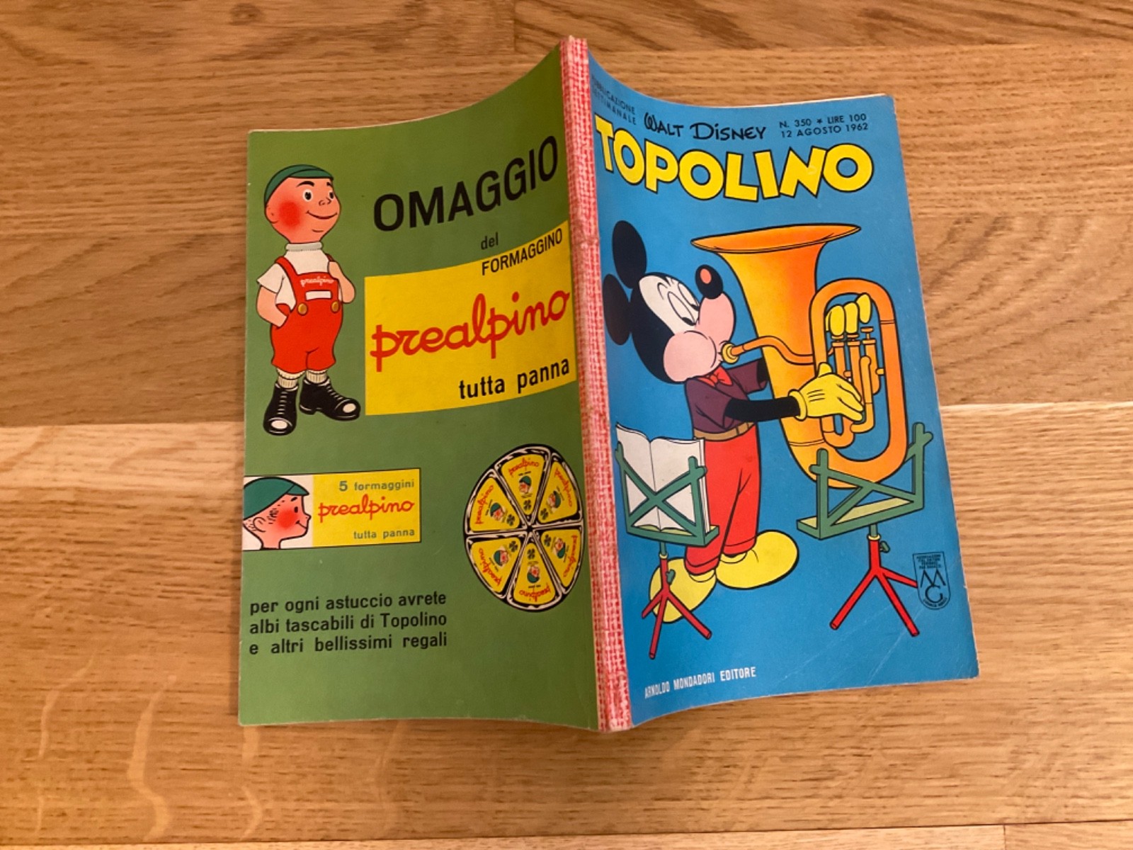 TOPOLINO LIBRETTO N.350 MONDADORI DISNEY 1962  NO BOLLINO, NO FIGURINE,