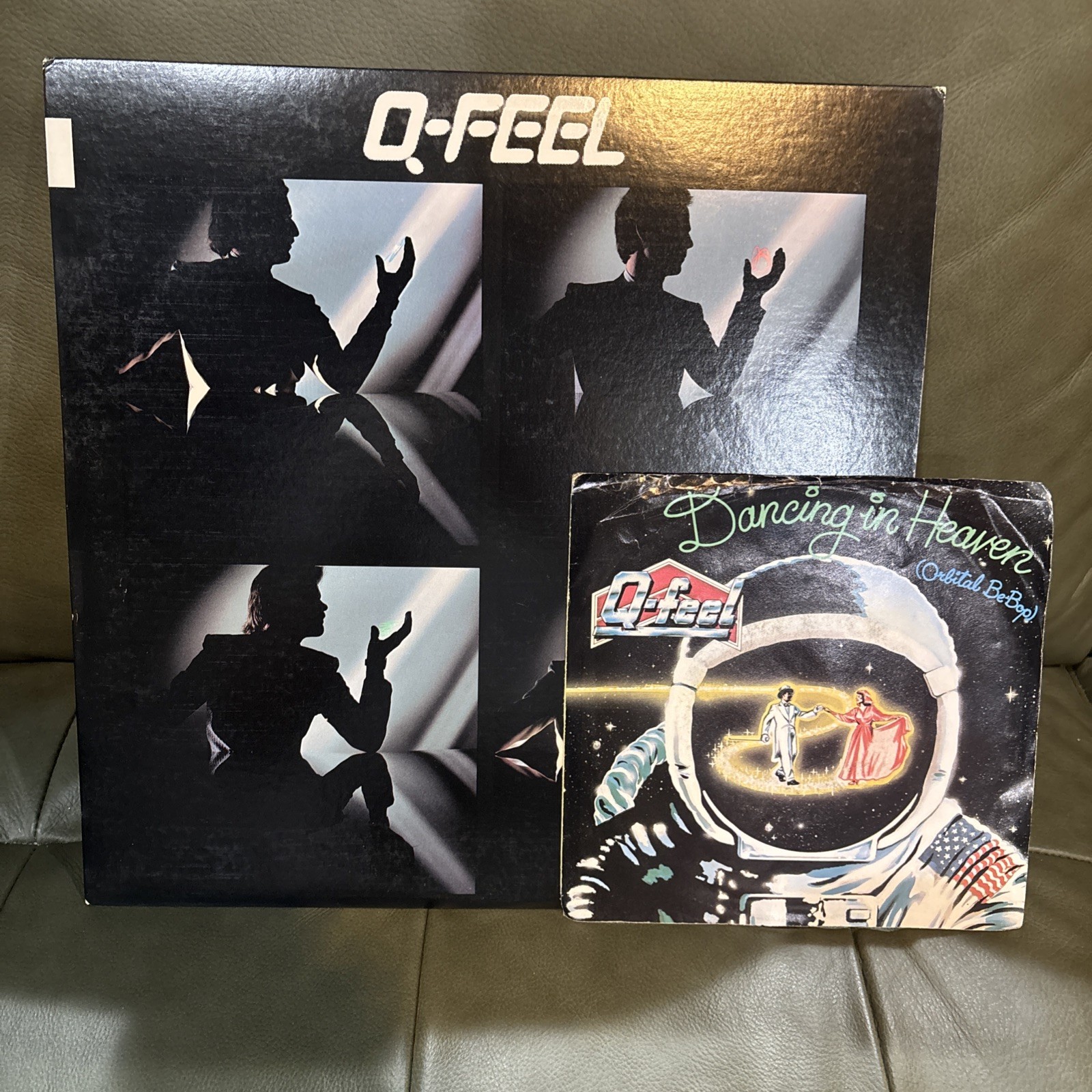 Q-Feel 1982 LP + Dancing In Heaven 45 RPM Picture Sleeve 80s Synth Pop