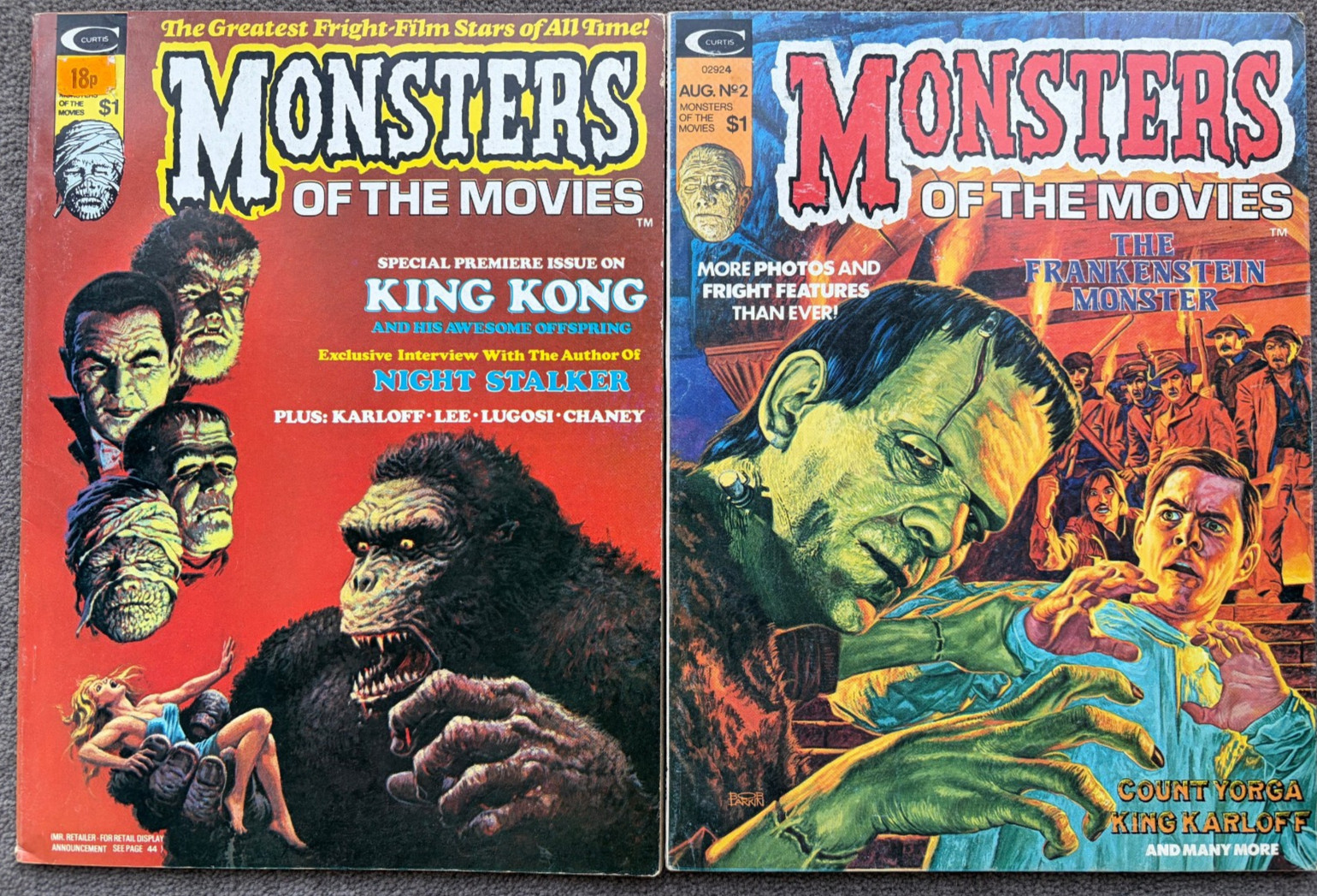 Monsters of the Movies 1 & 2 (1974): Lovely copies - Marvel/Curtis Magazines