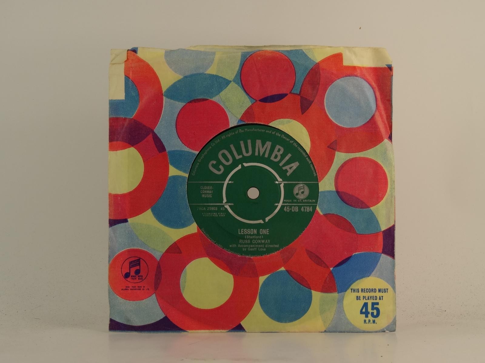 RUSS CONWAY LESSON ONE (78) 2 Track 7" Single including Company Sleeve COLUMBIA