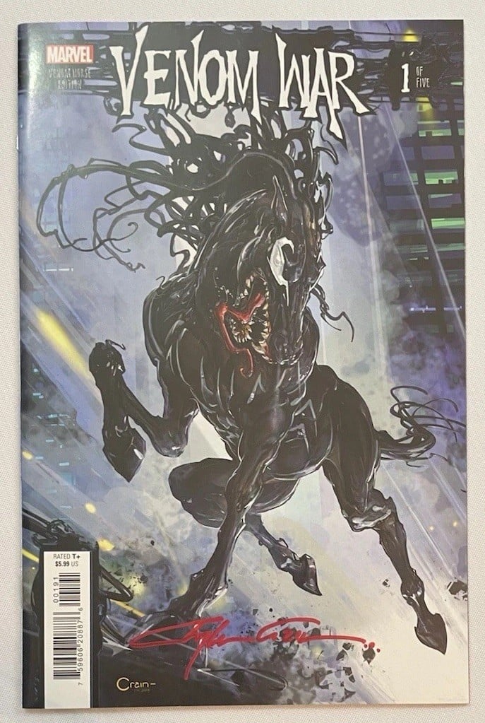 VENOM WAR #1 TRADE ARTIST VARIANTE CLAYTON CRAIN FIRMATO COA QUASI NUOVO+