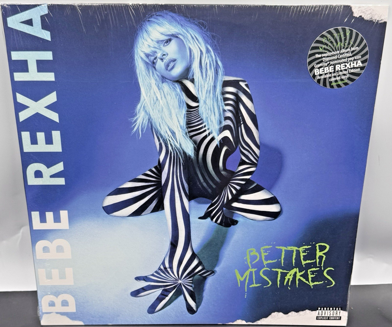 Sealed Bebe Rexha, "Better Mistakes"; black, white, silver swirl vinyl; 1LP
