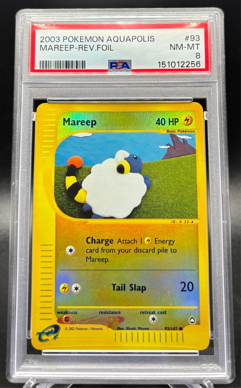 Carta Pokemon PSA 8 Mareep Reverse Holo Foil Aquapolis serie E 2003 93/147