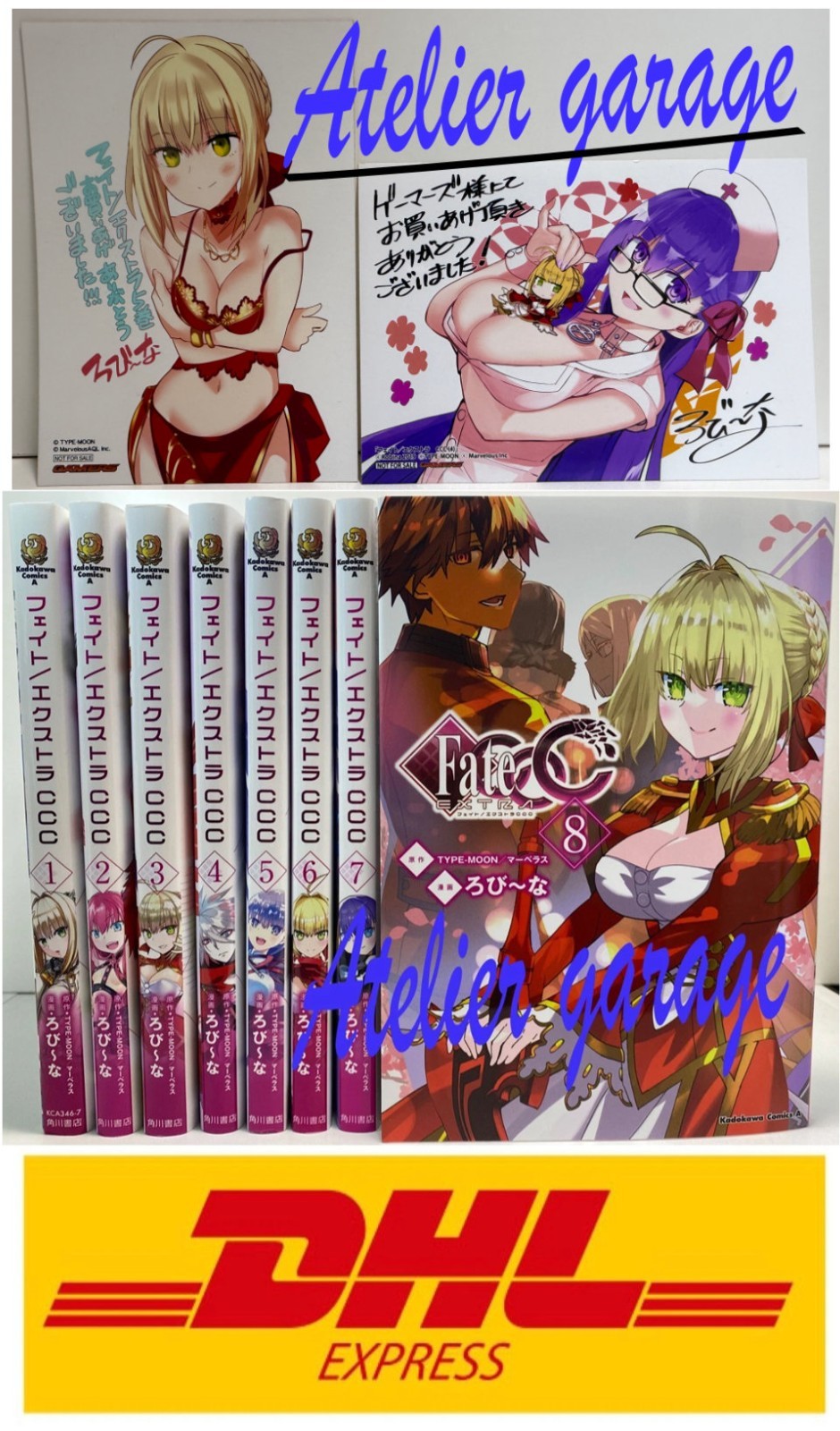 USATO F/S Fate EXTRA CCC Vol.1-8+2 illustrazione Card Set Manga Giapponese Kadokawa