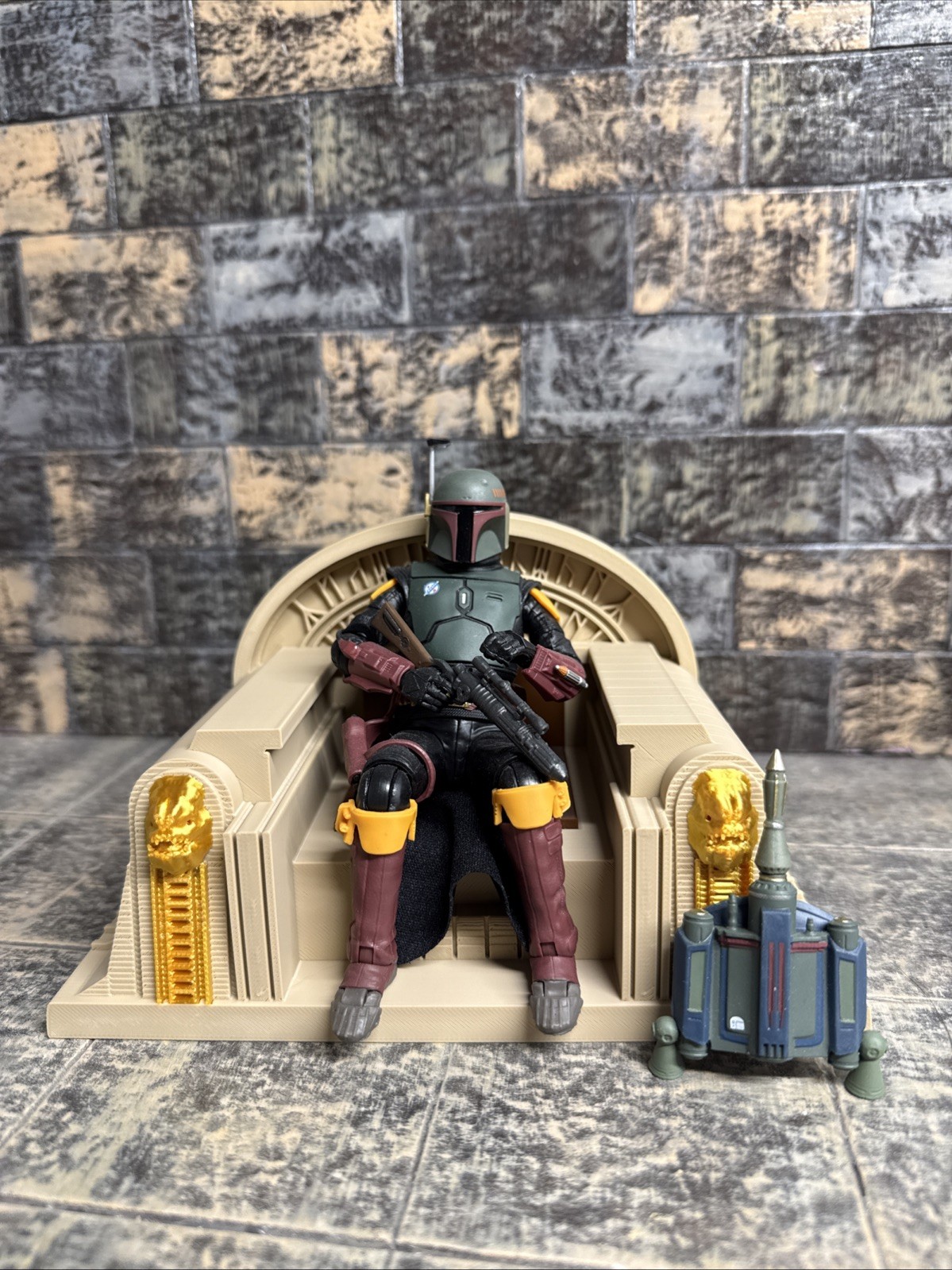 Star Wars Serie Nera Boba Fett Trono Personalizzato 1/12 Mandalorian