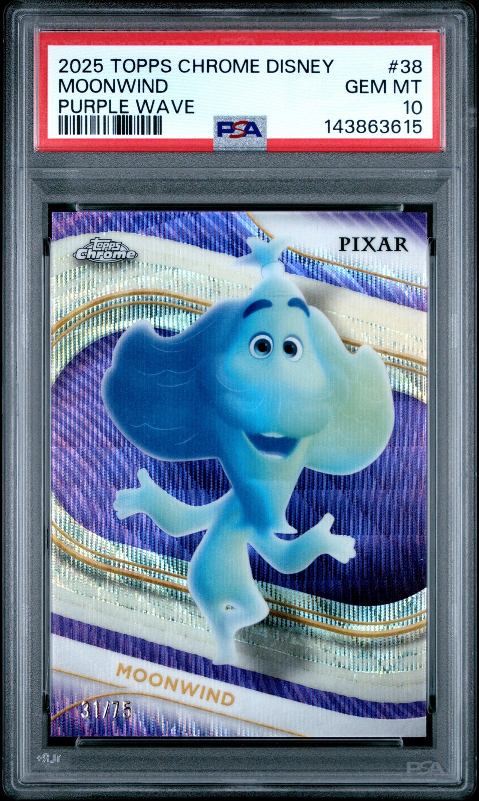 2025 TOPPS CHROME DISNEY PURPLE WAVE #38 MOONWIND 31/75 PSA 10