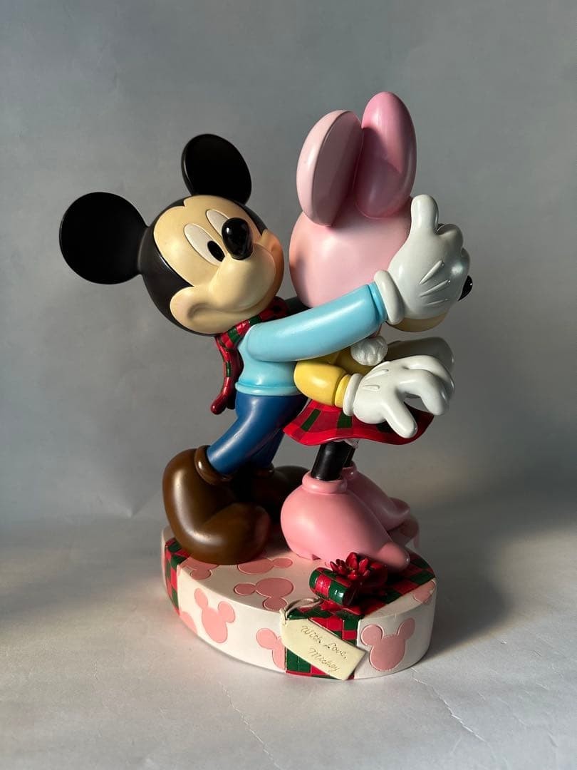 NO BOX Disney Store Limited Topolino Minnie Natale Grande Figura 25cm Base Cuore