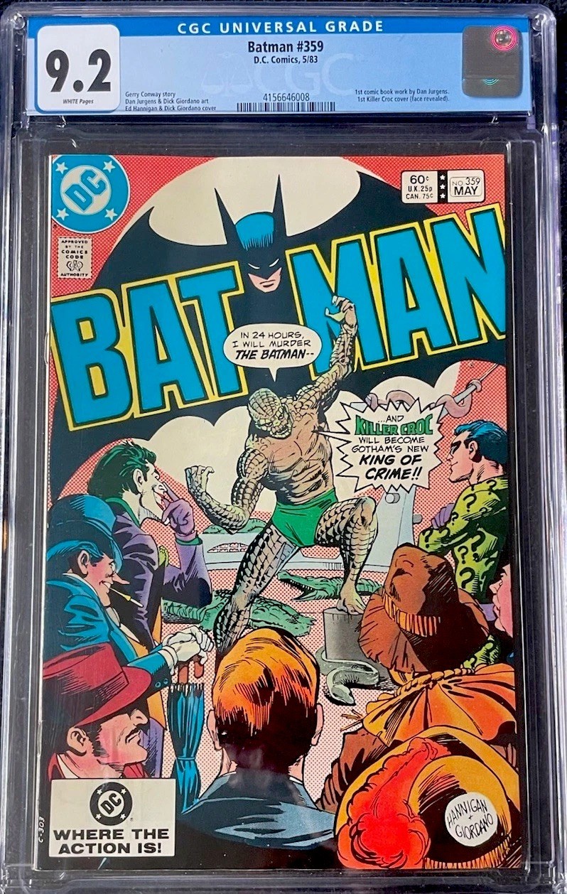 Batman # 359 CGC 9.2 White Pages 1983 1st Killer Croc cvr