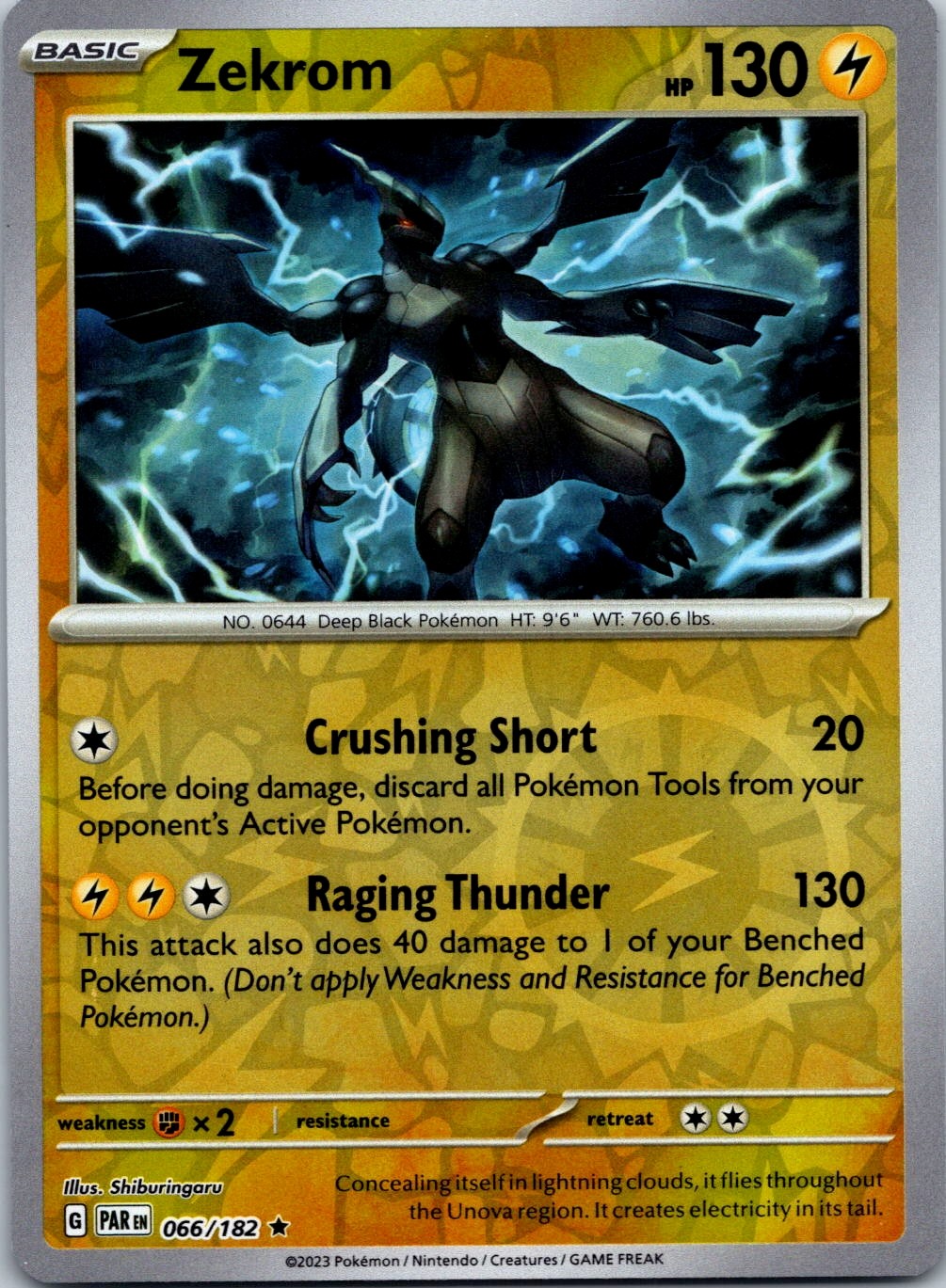 Zekrom Reverse Holo Rara SV04: Paradox Rift 066/182 quasi nuova