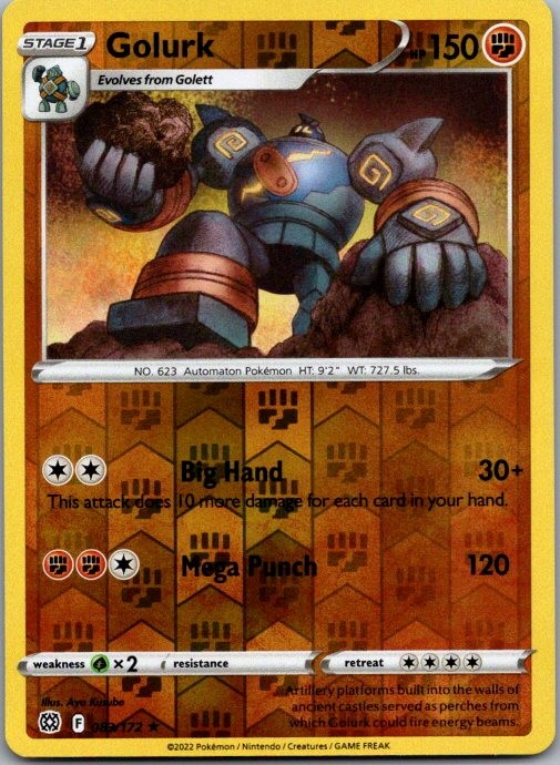 Golurk 083/172 Raro Pokemon Stelle Brillanti Reverse Holo Giocato Leggermente