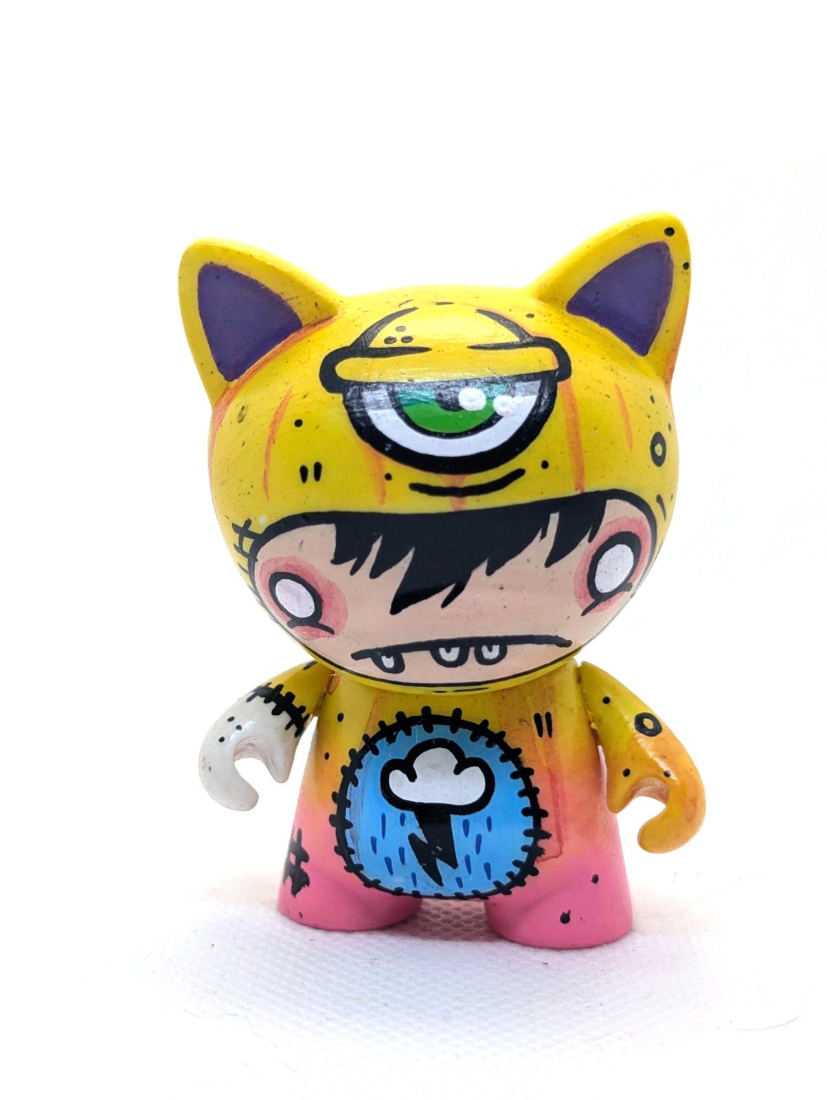 Modellino giocattolo artistico Kidrobot "Trikky" dipinto personalizzato 1/1 di theotherguy (2016)