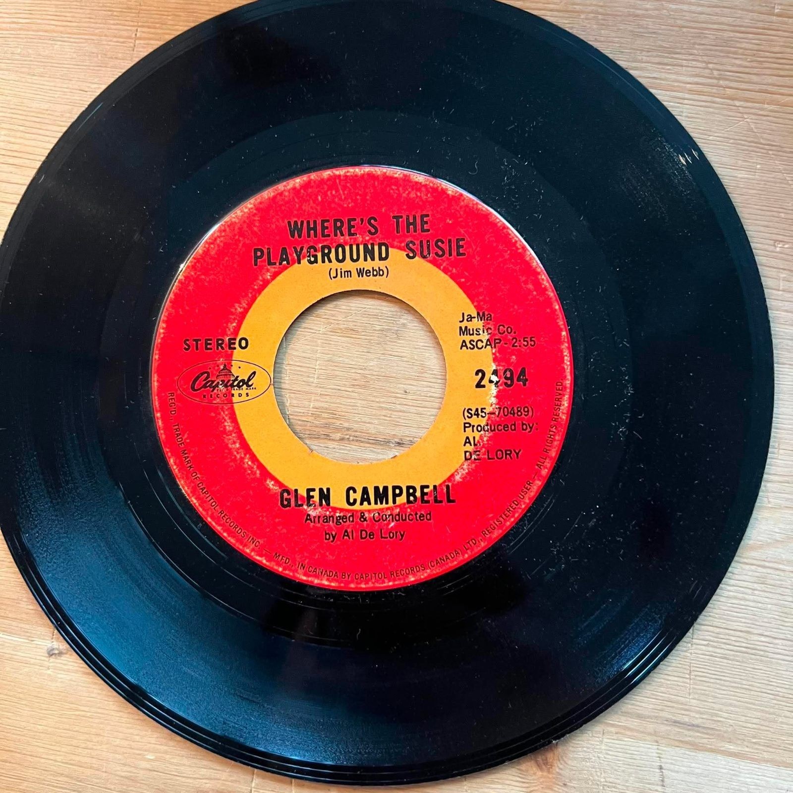 Glen Campbell - Where's the Playground Susie/Arkansas 45rpm VG+ R11