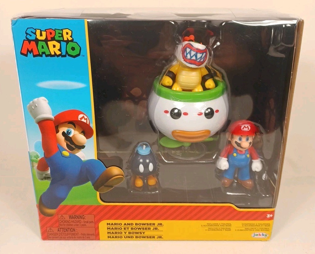 Nintendo Super Mario Bowser Jr Clown Car Bob-omb Figures 3-Pack Diorama Playset