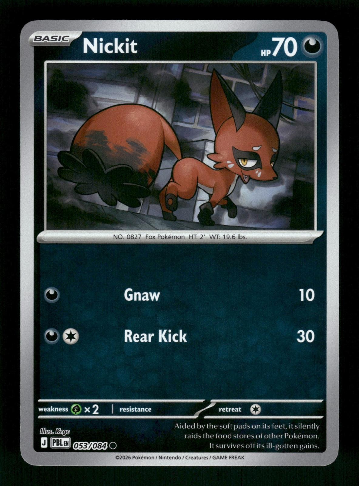 Nickit 053/084 Common Pitch Black Reverse Holo Pokemon NM