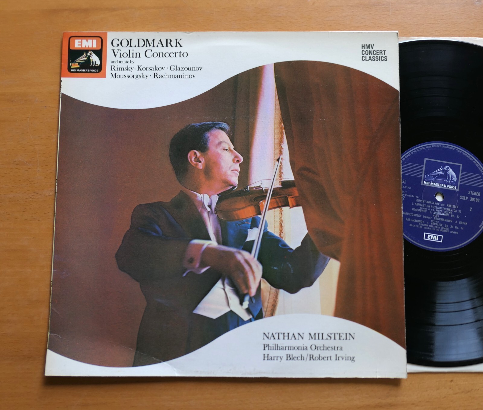 SXLP 30193 Nathan Milstein Goldmark Violin Concerto HMV Stereo EXCELLENT