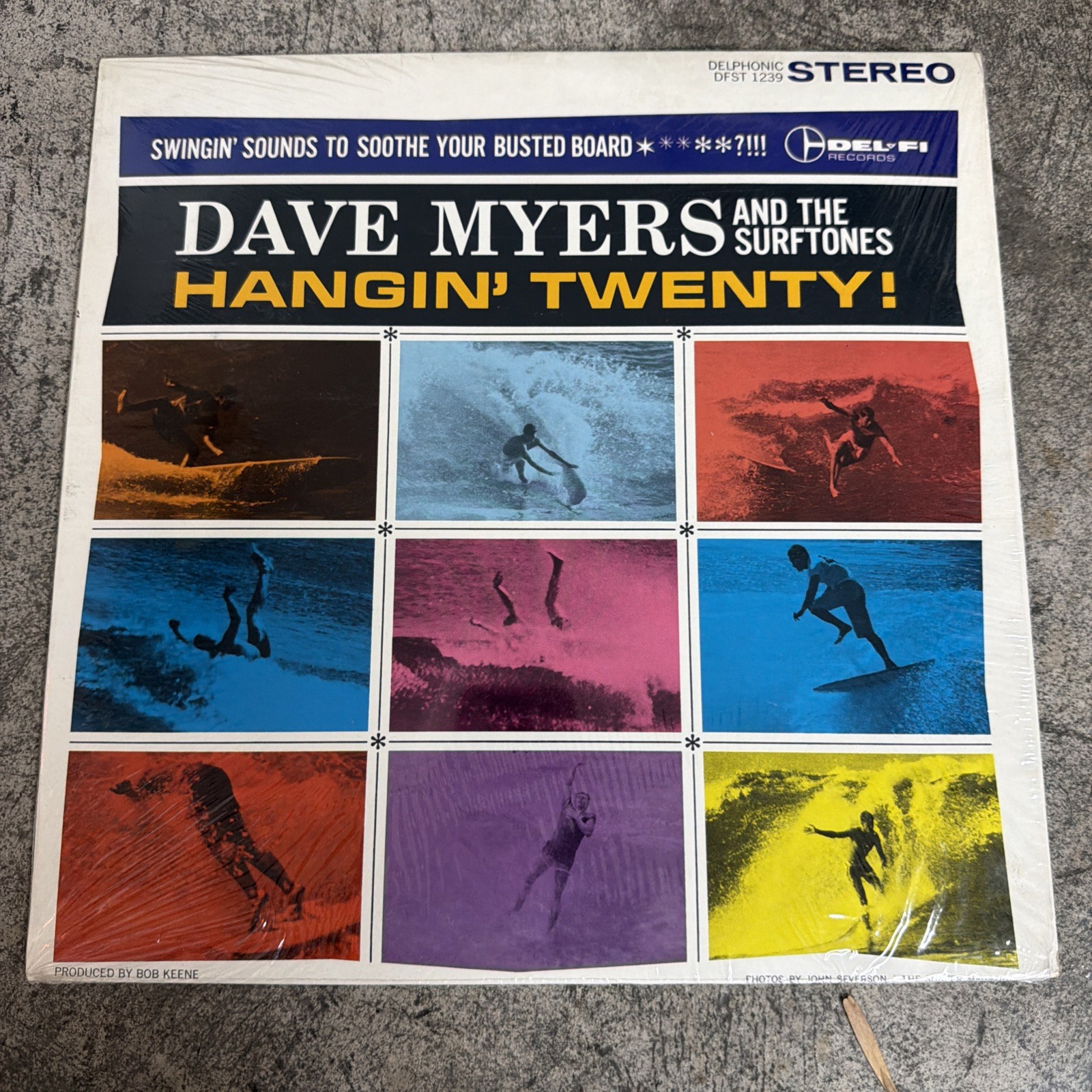 Dave Myers & the Surftones - Hangin' Twenty! - 33RPM Ex/vG+ Del-Fi DFst DC-1239