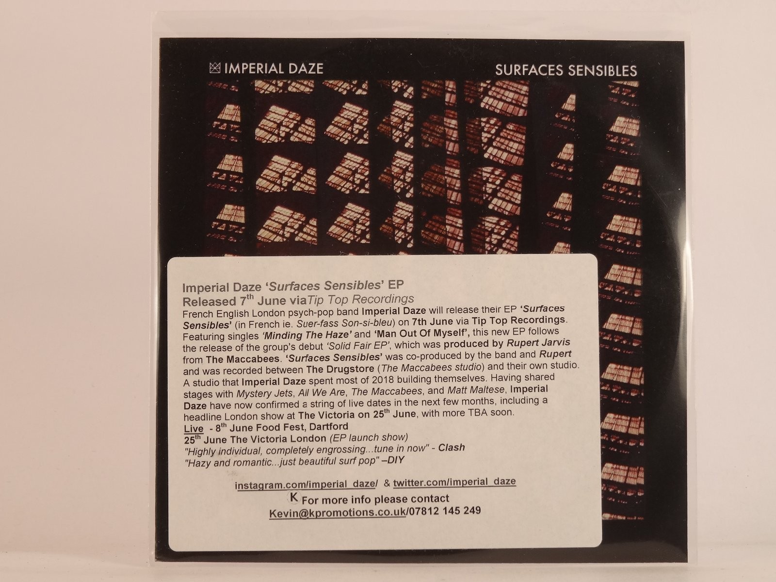 IMPERIAL DAZE SURFACES SENSIBLES (F66) 5 Track Promo CD Single plus Picture Slee