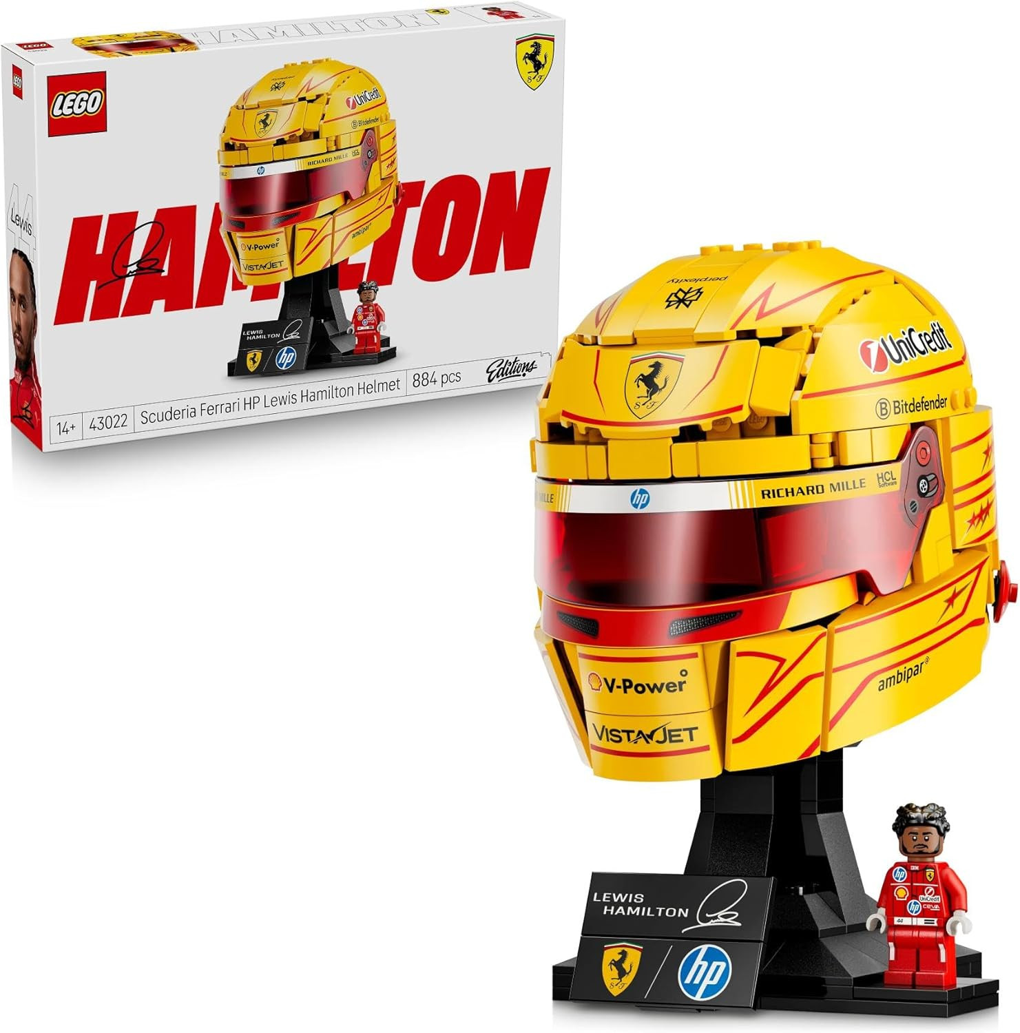 LEGO Editions Scuderia Ferrari HP Lewis Hamilton Helmet - F1 Merchandise - Displ