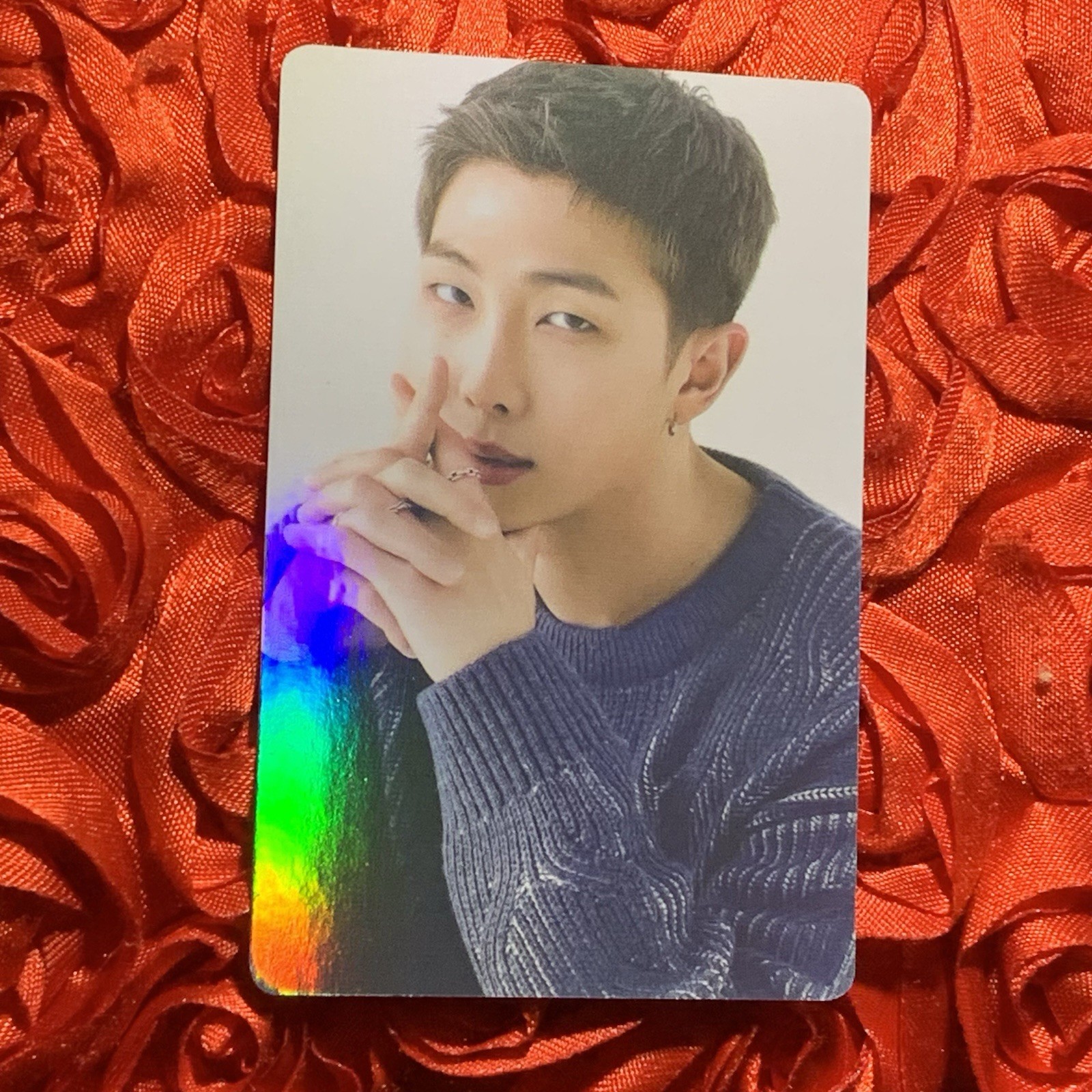 RM BTS King K POP Boy Photo Idol Holo Card blu accogliente