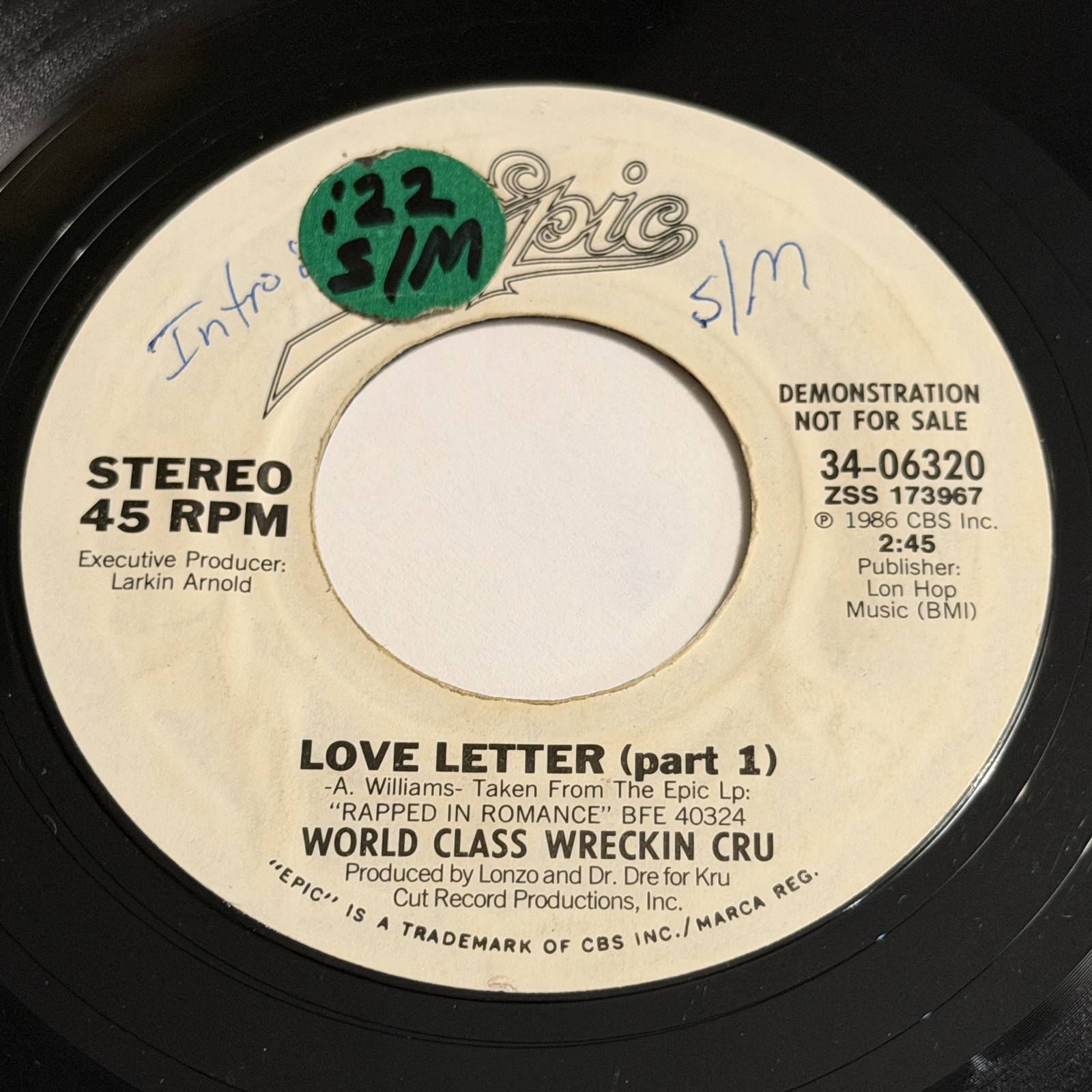 World Class Wreckin Cru: Love Letter (Part 1) / (Part 2) 45 - Epic
